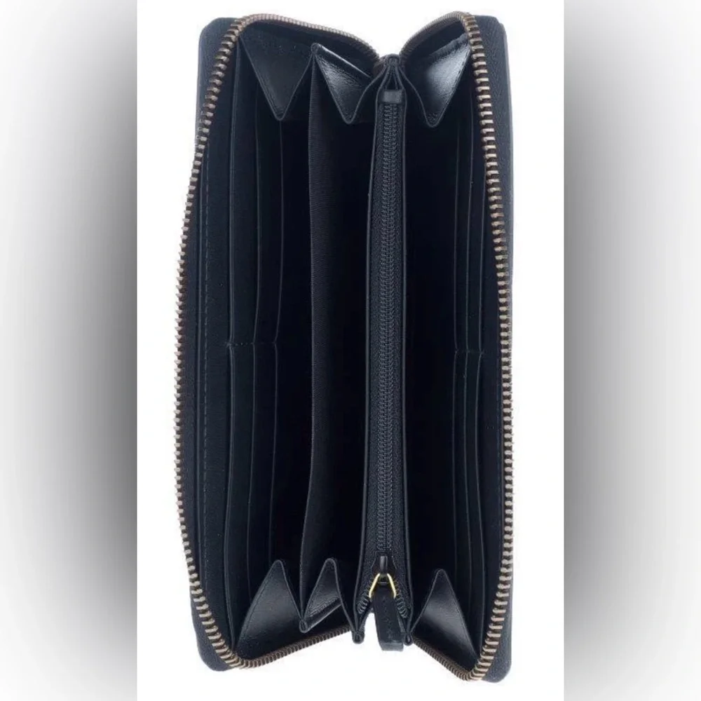 NEW GUCCI BLK LEATHER BLIND FOR LOVE ZIP AROUND LONG CLUTCH WALLET W/BOX UNISEX - Picture 4 of 6